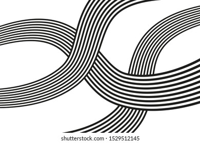 Wave abstract background. Black and white curved line stripe. 