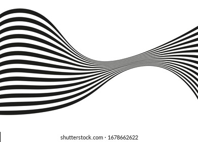 Wave abstract background. Black and white curved line stripe. 