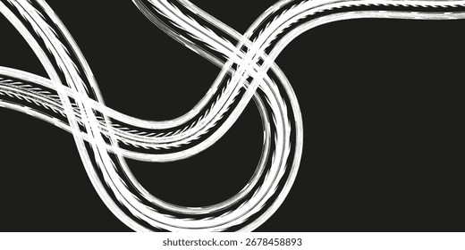 Wave abstract background. Black and white curved line stripe. 