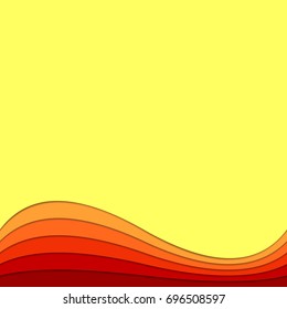 Wave abstract background from curved layers - vector poster graphic design with 3d shadow effect