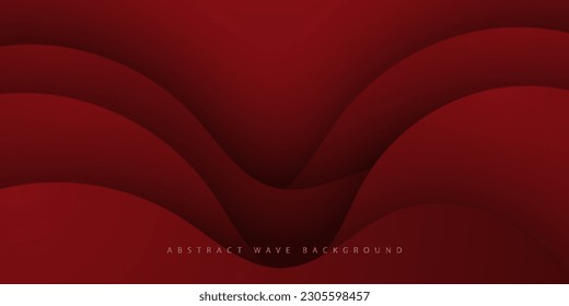 Wave abstract background with dark red gradient color on background. Eps10 Illustration vector
