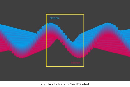 Wave. Abstract background with dynamic effect. Connection structure. 3d vector illustration.