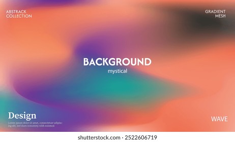 Wave abstract background with elegant combination of mystical energy colors, dark purple, green and orange, minimalist pastel colors, halloween. Vector EPS 10