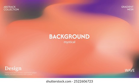 Wave abstract background with elegant combination of mystical energy colors, dark purple, green and orange, minimalist pastel colors, halloween. Vector EPS 10