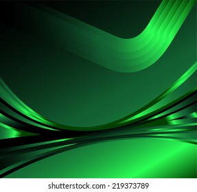 Wave abstract background on the dark green vector