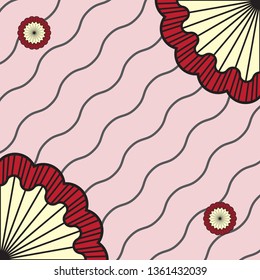 Wave abstract background red and pink tone and stroke Flower concept. Pattern with line and flower style template. vector, illustration.