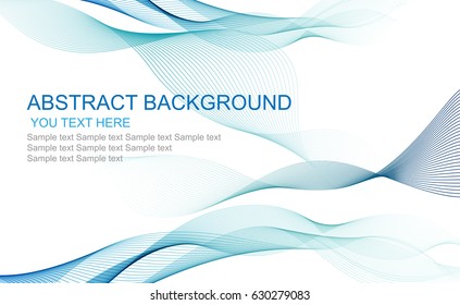 Wave Abstract blue lines on a white background.Vector illustration.