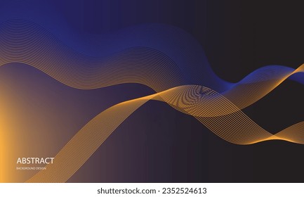 Wave Abstract  blur gradient dark blue and orange Background with curve  Elements Of Fluid Shapes Vector 