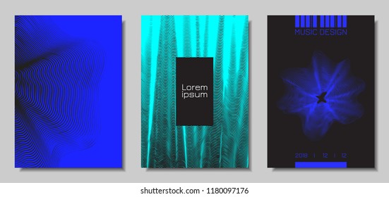 Wave Abstract Covers. Templates Set with Wavy Stripes. Movement and Distortion Effect. EPS10 Vector Design. 3D Backgrounds with Flow Lines. Wave Covers for Brochure, Magazine, Music Poster, Book, Page