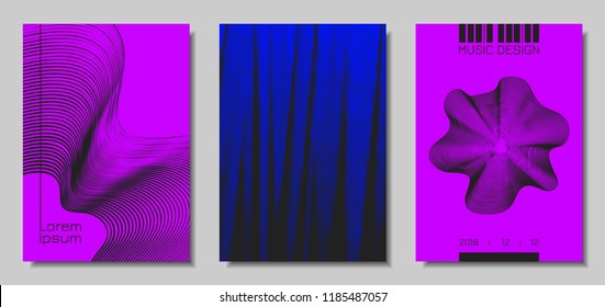 Wave Abstract Covers. Templates Set with Wavy Stripes. Movement and Distortion Effect. EPS10 Vector Design. 3D Backgrounds with Flow Lines. Wave Covers for Brochure, Magazine, Music Poster, Book, Page