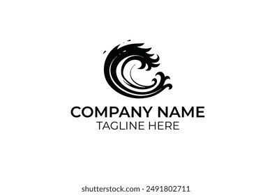 wave abstract design element black
