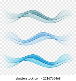 Wave abstract flowers set, smoky transparent wavy design