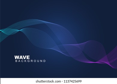wave abstract futuristic background with curve shape. Usable for poster, wallpaper, cover and flyer. Colored wave lines like smoke. Colorful fluid poster. Sound wave with dynamic lines wallpaper.