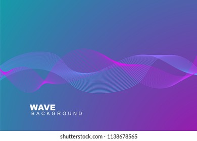 wave abstract futuristic background with curve shape. Usable for poster, wallpaper, cover and flyer. Colored wave lines like smoke. Colorful fluid poster. Sound wave with dynamic lines wallpaper.