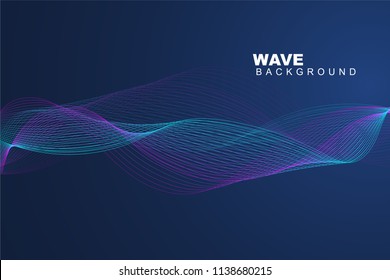 wave abstract futuristic background with curve shape. Usable for poster, wallpaper, cover and flyer. Colored wave lines like smoke. Colorful fluid poster. Sound wave with dynamic lines wallpaper.