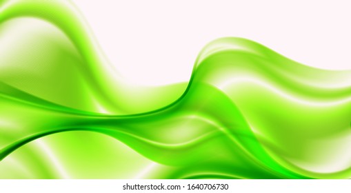
Wave abstract green background. Flow of liquid waves.