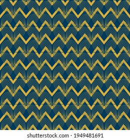 Wave abstract Imitation gold with blue design seamless patterns. A seamless vector background. blue with Imitation gold ornament. Graphic modern pattern. Simple graphic design.
