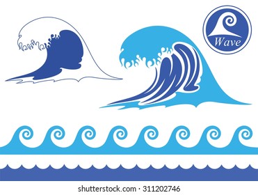 Wave abstract. Isolated wave on white background

