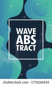 wave abstract with lettering and square frame in gray background vector illustration design