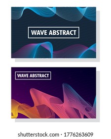 wave abstract with lettering and squares frames in colors backgrounds vector illustration design