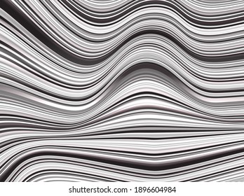Wave abstract Line background, decoration, black and white pattern, halftone gradients, 3d Vector illustration. Black, white, waves. Cover template, geometric shapes, modern minimal banner.
