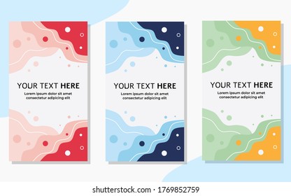 Wave and Abstract Liquid Set of minimalist background with memphis style. Suitable for social media stories post templates, wallpaper, Backdrop and many more