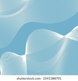 Wave abstract vector background.Wavy flowing curve pattern by colorful gradient blue and white backgroun.Vector abstract colorful flowing wave lines isolated background