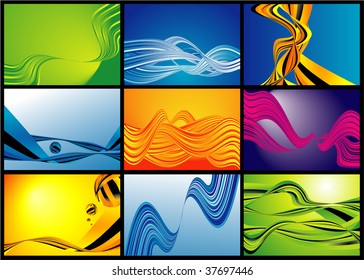 Wave abstracts. Vector background set.