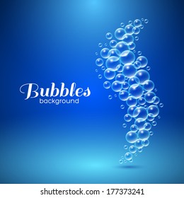 Wave of air bubbles underwater. Vector background