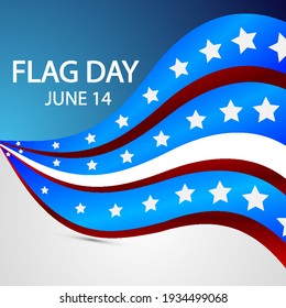 Wave of the american flag by july 14, vector art illustration.