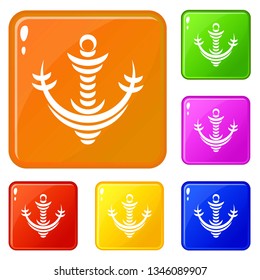Wave anchor icons set collection vector 6 color isolated on white background