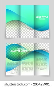 Wave aqua style brochure design for folder flyer template