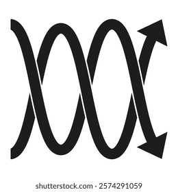 Wave arrow icon. Curved direction symbol. Black motion graphic. Flowing path vector.