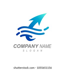 Wave Arrow Logo Template. Arrow With Wave Reflection