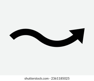 Wave Arrow Right Up Icon Point Pointer Wavy Curvy Curvy Bend Curly Path Navigation Position Black White Shape Vector Illustration Artwork Sign Symbol