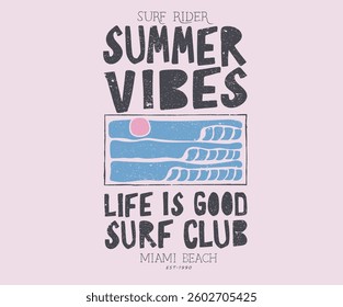 Wave art. Enjoy beach life. Sunshine paradise graphic print design. Summer vibes artwork. Surf club design. Miami beach artwork. Beach modern abstract art.