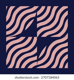 Wave Art Icon Pack mit passendem Farbhintergrund, 3000x3000px, Abstrakte quadratische Designs in fetten Farbvariationen, minimalistische Linienmuster für kreative Projekte.
