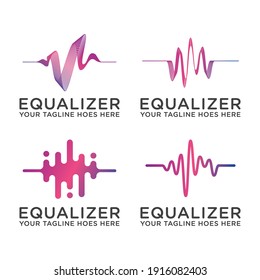 wave audio equalizer logo icon vector template