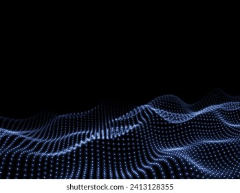 Wave Background. 3d Backdrop. Technology Points Pattern. Abstract Texture. Vector illustration