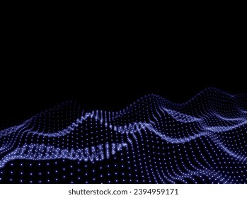 Wave Background. 3d Scientific Pattern. Surface Texture. Abstract Digital Backdrop. Vector illustration