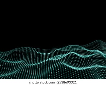 Wave Background. 3d Texture. Digital Points Pattern. Abstract Technology Backdrop. Vector illustration