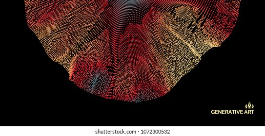 Wave background. Abstract vector illustration. 3d technology style. Network design with particle.
