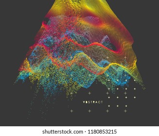 Wave background. Abstract vector illustration. 3d technology style. Network design with particle.