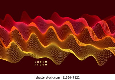 Wave background. Abstract vector illustration. 3d technology style. Network design with particle.