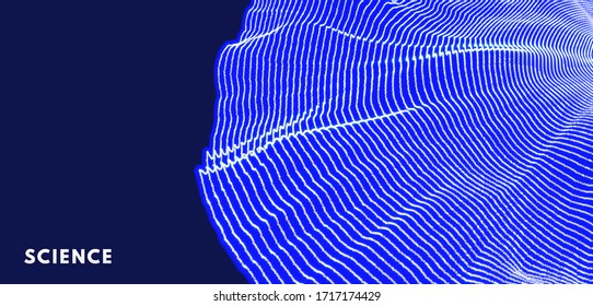  Fondo de onda. Ilustración abstracta vectorial. Estilo de tecnología 3D. Diseño de red con partícula.