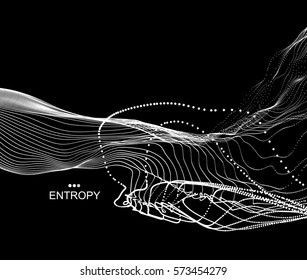 Wellenhintergrund. Abstrakte Vektorgrafik. 3D-Technologie-Stil. Netzdesign mit Partikel. 
