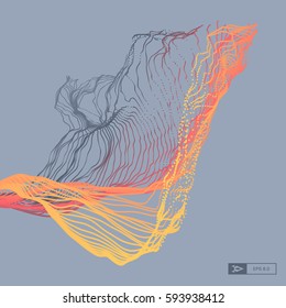 Wave Background. Abstract Vector Illustration. 3D Technology Style. Network Design with Particle.
