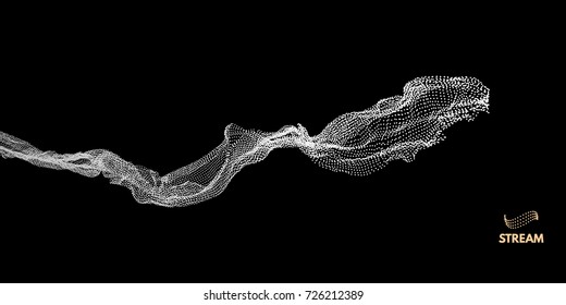 Wave background. Abstract vector illustration. 3d technology style. Network design with particle.