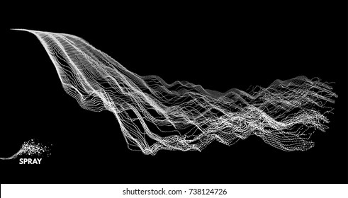 Wave Background. Abstract Vector Illustration. 3D Technology Style. Network Design with Particle. 