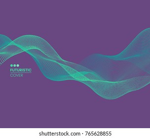 Wave background. Abstract vector illustration. 3d technology style. Illustration with dots. Network design with particle.